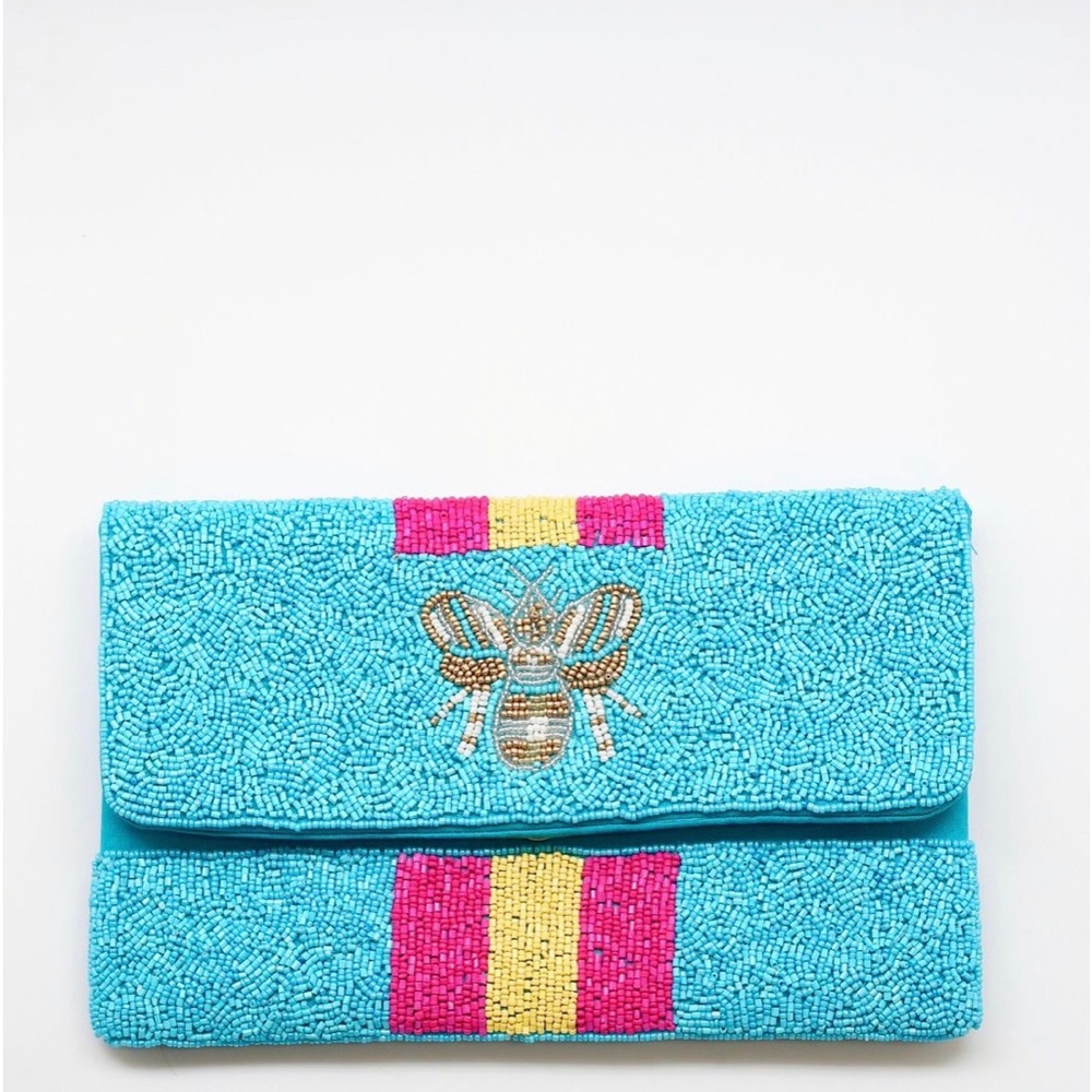 Queen Bee Beaded Crossbody Aqua